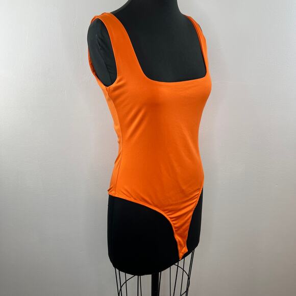 Princess Polly Orange Square Neck Scoop Back Sleeveless Bodysuit One Piece 12 - Picture 2 of 7